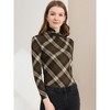 Allegra K Women's Turtleneck Long Sleeve Stretch Slim Plaid Casual Blouse - 2 of 4
