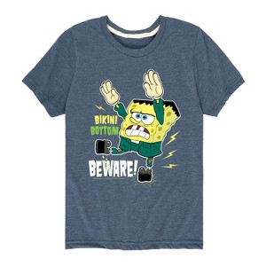 Boys' - SpongeBob SquarePants - Bikini Bottom Beware Short Sleeve Graphic T-Shirt - 1 of 4