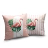 Pink Flamingo Throw Pillow Covers 18x18 Inch Tropical Leaves Bird Pillow Cases Set of 2 - 4 of 4
