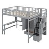 TIRAMISUBEST Twin/Full Size Loft Bed with Buli-in Desk, Wardrobe and Bookshelf, Solid Wood Loft Bedframe with Storage Staircase and Shelves - 4 of 4