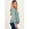 PinkBlush Light Olive Ribbed Knit V-Neck Button Cuff Maternity Top - 2 of 4