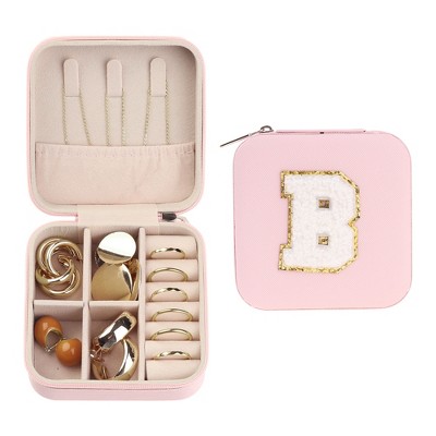 Unique Bargains Women Teen Girl Gifts Small Portable PU Leather Pink Jewelry Case Storage