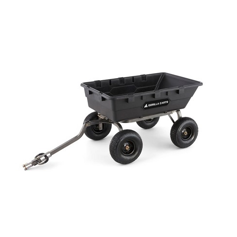 Gorilla Carts 1500 Pound Capacity Heavy Duty Poly Yard Garden Steel Dump Utility Wheelbarrow Wagon Cart with 2 in 1 Towing ATV Handle, Black - image 1 of 4