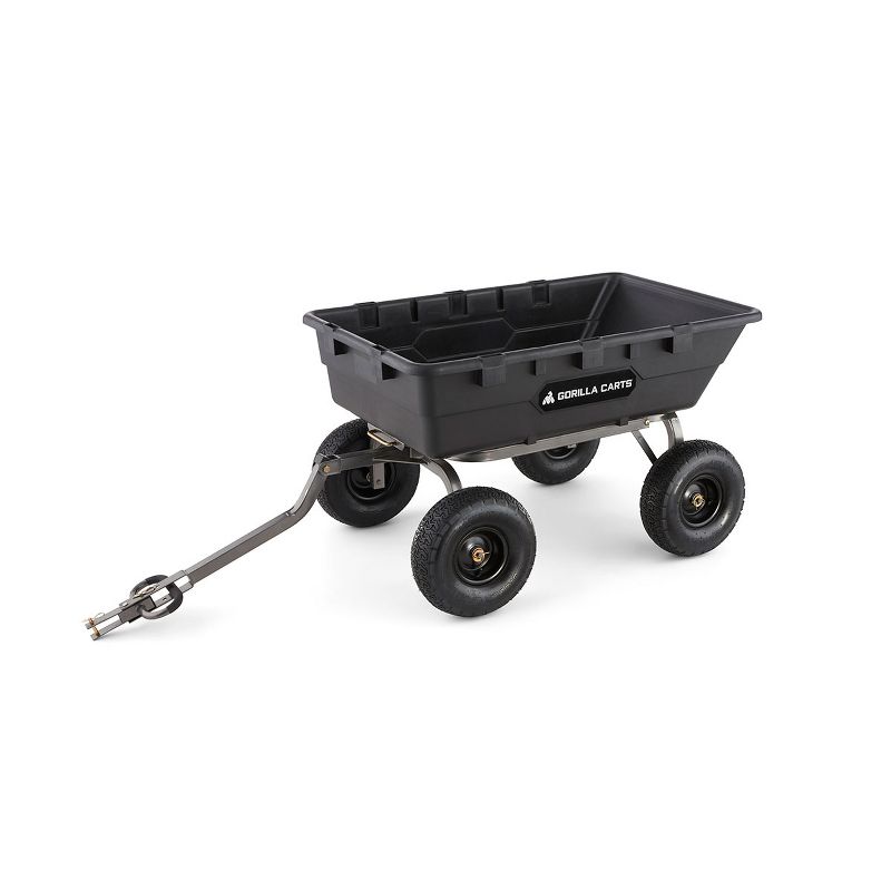 Gorilla Carts Heavy Duty Poly Yard Dump Cart Garden Wagon, Utility Wagon with Easy to Assemble Steel Frame, 1500 Pound Capacity, and 15 Inch Tires, 1 of 7