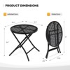 Naysaye Patio End Tables 18inch Folding Round Side Table Metal Frame Flower Cutout Design for Outdoor Use, Black, 18.11"*18.11"*18.7" - 3 of 4