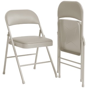 Folding Chairs with Padded Cushions, Portable Leather Upholstered Chair, Hold Up to 350 LBS, for Home, Office, Indoor & Outdoor Events - 1 of 4