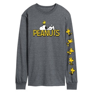 Men's - Peanuts - Logo Snoopy And Woodstock Long Sleeve Graphic T-Shirt - 1 of 3