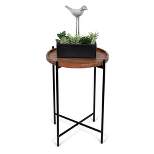 BIRDROCK HOME Folding Side Table with Removable Wood Tray