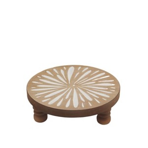 VIP Wood 11 in. Brown Carved Floral Riser - 1 of 2