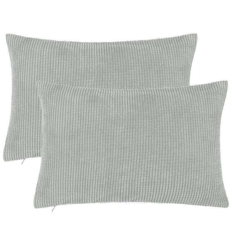 PiccoCasa Pillowcase Covers with Zipper Soft Corduroy Striped Throw Pillow Case 2Pcs, 4 of 7