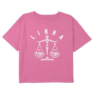 Girl's Lost Gods Zodiac Libra Line Symbol Crop Top T-Shirt - 1 of 3