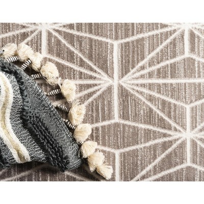Brown Geometric Stain-Resistant Rectangular Area Rug