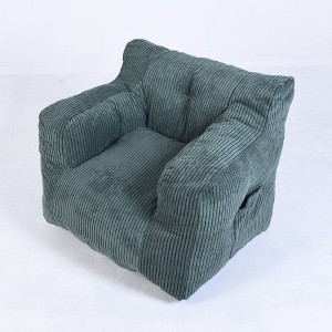 Dsvimoy Accent Chair Bean Bag Sofa with Tufted Filling and Pocket for Living Room or Bedroom, Green, 17.7"*15.8"*14.6" - 1 of 4