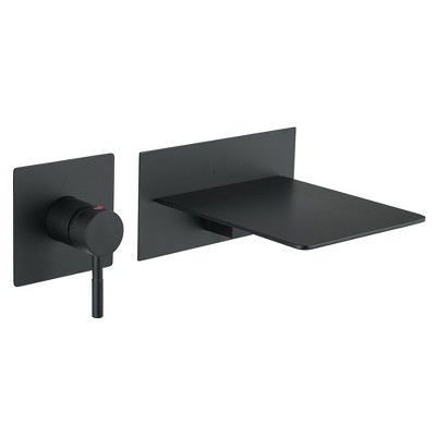 BWE Single Handle Wall Mount Spout Waterfall Bathroom Faucet in Matte Black