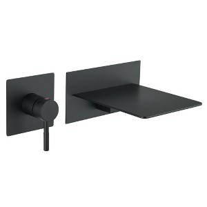 BWE Single Handle Wall Mount Spout Waterfall Bathroom Faucet in Matte Black - 1 of 4