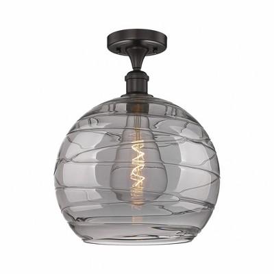 Athens Deco Swirl - 1 Light Semi-Flush Mount In Industrial Style-15.25 Inches Tall and 13.75 Inches Wide