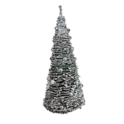 Northlight 6' Pre-Lit Silver Tinsel Pop-Up Artificial Christmas Tree - Clear Lights