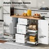 Kitchen Island, Rolling Storage Cabinet with 3 Drawers, Rubber Wood Top, Spice Rack, 2 Slide-Out Shelf - 3 of 4