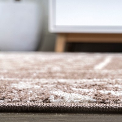 Ivory Geometric Easy-Care Synthetic Area Rug 3x5 Feet