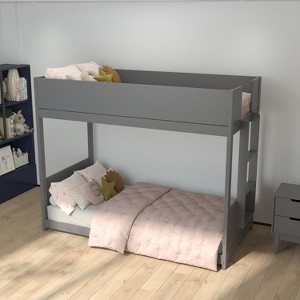 Emma and Oliver Kids Bunk Bed with Convertible, Solid Wood Frame and Easy-to-Climb Ladder with No Box Spring Required - 1 of 4