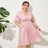 Clearlove Plus Size Dresses for Curvy Women Floral Sleeves Tiered Layers Casual Mini Dress with Pocket - 3 of 4
