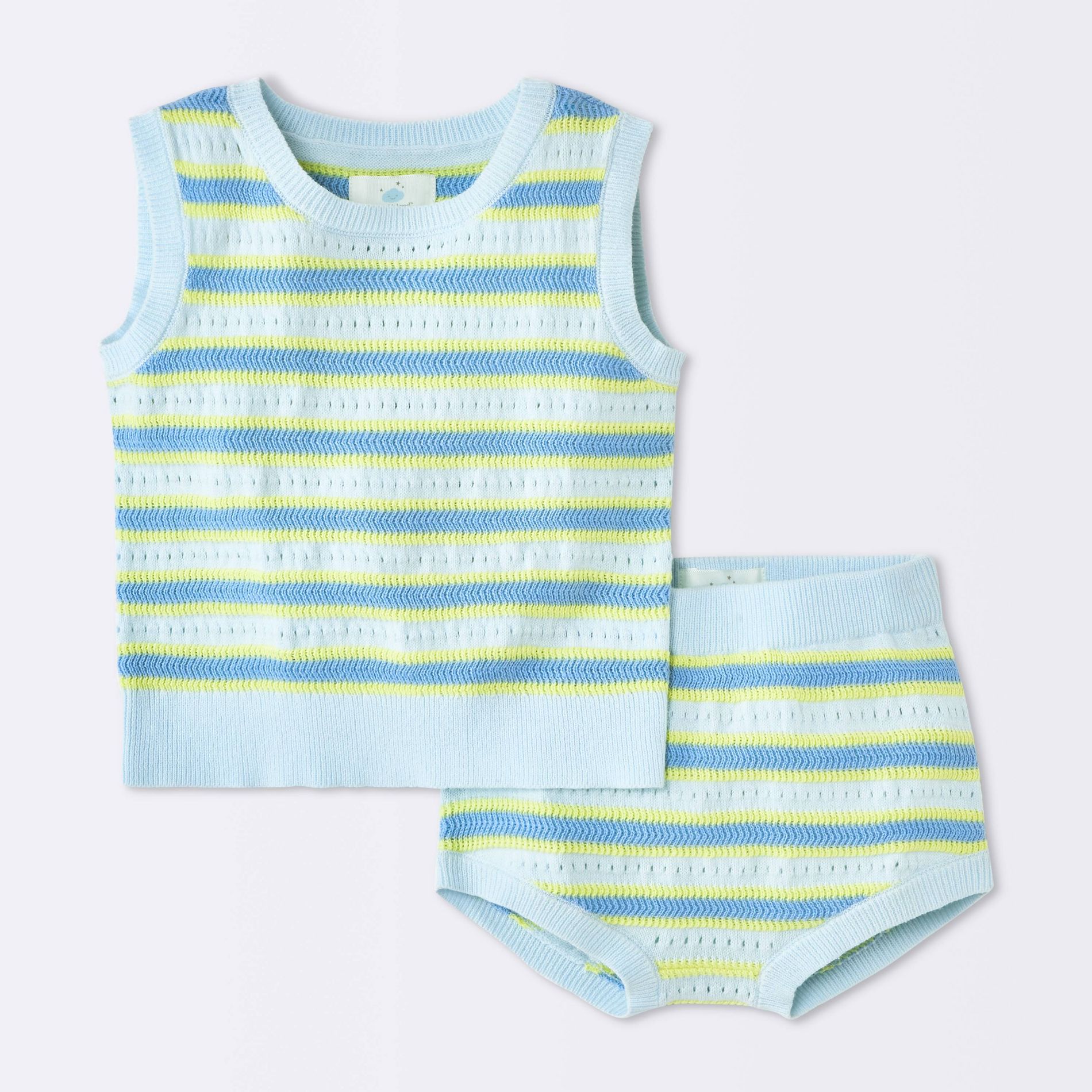 Baby Boys' Striped Sweater Tank Top and Shorts Set - Cloud Island™ Blue/Yellow