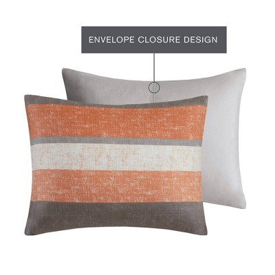 Madison Park Full Ryder Striped Comforter Set with Bed Sheet Coral Orange — фото 6