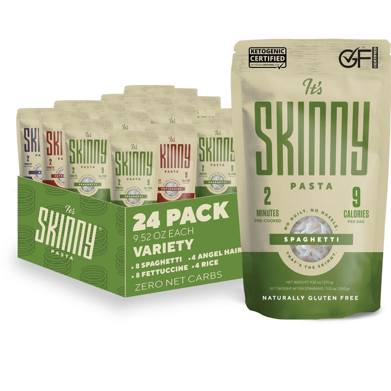 It’s Skinny Pasta Variety Pack, Low-Carb & Low Calorie Konjac Pasta, Fully Cooked & Ready to Eat, Keto, Gluten Free, Vegan & Paleo-Friendly, 24-Pack, 1 of 4