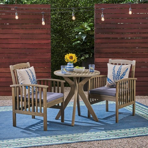 Casa 3pc Acacia Bistro Dining Set Gray/Dark Gray – Christopher Knight Home For Sale