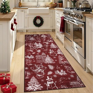 Washable Christmas Stain-Resistant Foldable Low Pile Floor Mats Xmas Printed Carpets Soft Non Shedding Rugs - 1 of 4