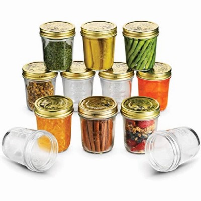 Bormioli Rocco Quattro Stagioni Set of 12 Clear Airtight Mason Jars, Made from Food Safe Durable Glass, Made in Italy