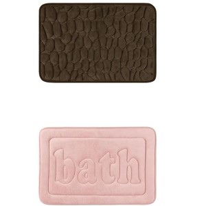 Unique Bargains 2Pcs Memory Foam Water Absorbent Quick Dry Non-Skid Bottom Soft Bathroom Rugs - 1 of 4