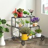 SKONYON 3-Tier Metal Garden Shelf for Outdoor Plant Display & Storage - 2 of 3