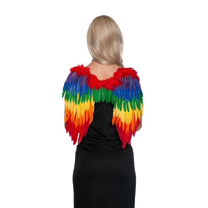 Underwraps Costumes Rainbow Feathered Wings Adult Costume Accessory, 1 of 4