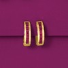 Ross-Simons 0.80 ct. t.w. Square-Cut Ruby Huggie Hoop Earrings in 14kt Yellow Gold - 4 of 4