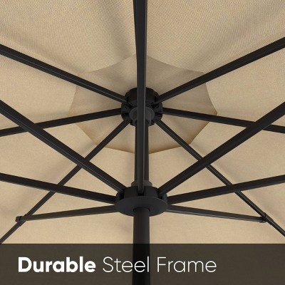 Tan 9' Outdoor Patio Umbrella with Rib Replacement Technology