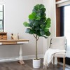 Nearly Natural 6-ft Artificial Fiddle Leaf Fig Tree with White Decorative Planter - 4 of 4