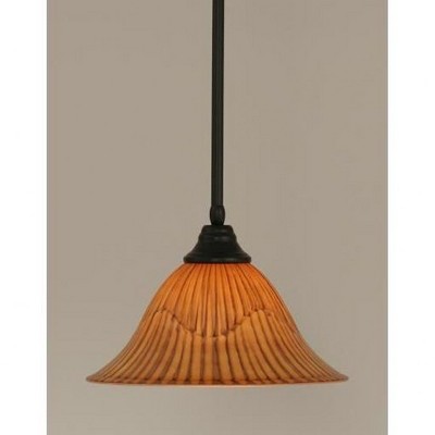 Toltec Lighting Any 1 - Light Pendant in  Matte Black with 14" Tiger Shade