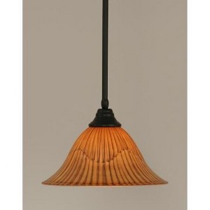 Toltec Lighting Any 1 - Light Pendant in  Matte Black with 14" Tiger Shade - 1 of 1