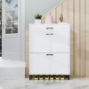 NicBex Shoe Cabinet with 2 Flip Drawers Modern Freestanding Hiddern Shoe Rack Storage Organizer with Metal Handles for Entryway,Hallway - 4 of 4