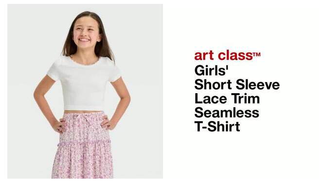 Girls' Short Sleeve Lace Trim Seamless T-Shirt - art class™, 2 of 5, play video