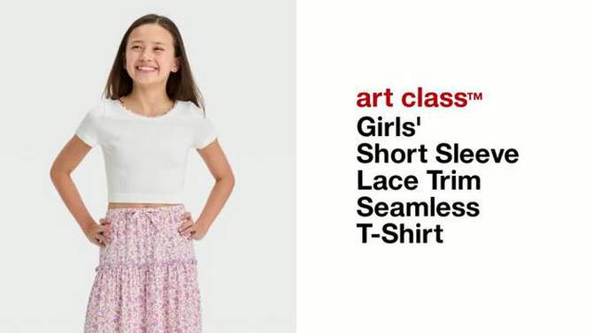 Girls' Short Sleeve Lace Trim Seamless T-Shirt - art class™, 2 of 5, play video