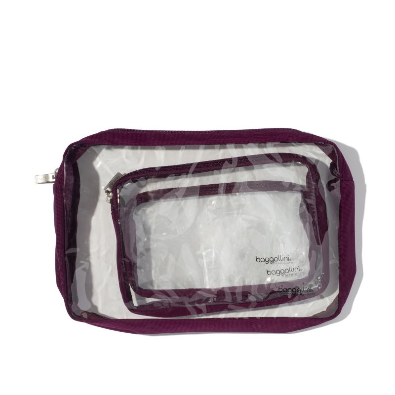baggallini Clear Travel Pouches 3 Piece Set Cosmetic Toiletry Bags, 2 of 4