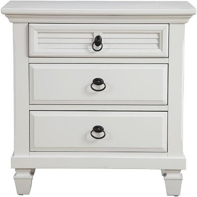 Winchester Pine White Transitional 3-Drawer Nightstand