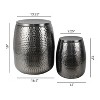 happimess Merida Modern Rustic Hammered Metal Drum Storage Side Table with Lid - 3 of 4