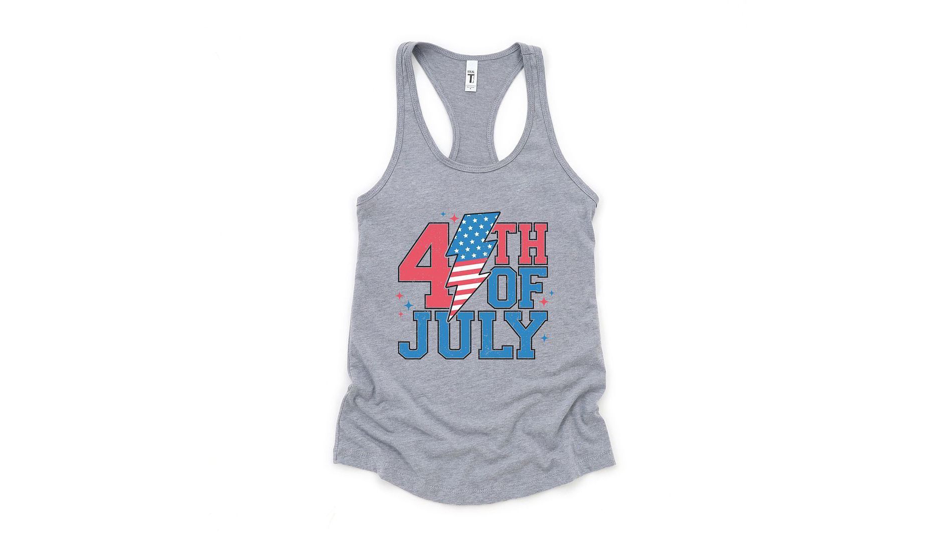 Simply Sage Market Women's 4th of July Lightning Bolt Raceback Tank