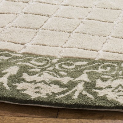 Ivory and Cream Hand-Hooked Wool 8' x 10' Area Rug