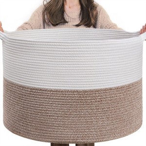 Aoibox XXXLarge Cotton Rope Woven Storage Basket 21.7 x 21.7 x 13.8 Inch with Handles for Laundry Toys Blankets - 1 of 4