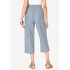 Roaman's Women's Plus Size Chambray Wide Leg Capri Pant - 3 of 4