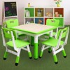 COZONY Adjustable Kids Table with 4 Chairs, 23" Toddler Activity Table Set for Ages 2-10, Preschool Playroom Desk with Non-Slip Legs & Graffiti Top - 3 of 4